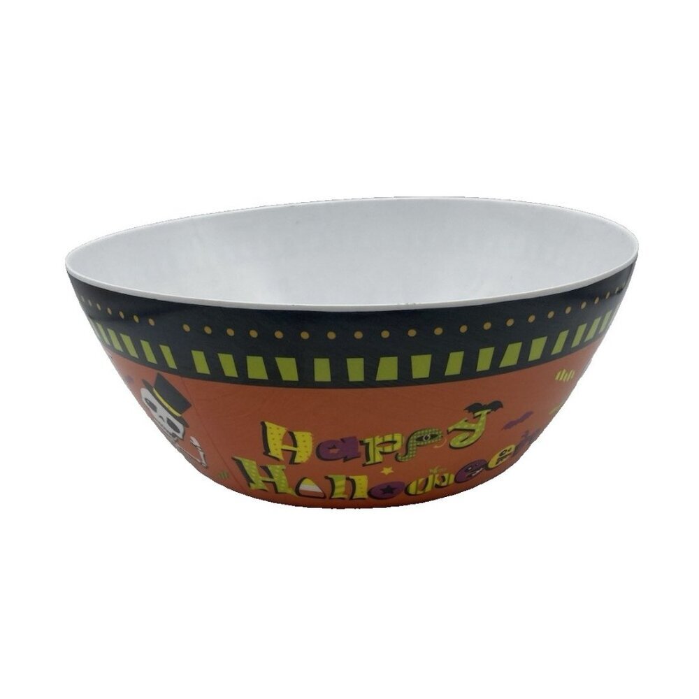 Halloween Round Melamine Bowl 9.75" Dancing Skeletons Gibson Home Party Decor